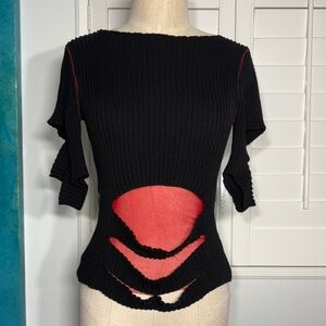 VINTAGE Cop.Copine Black and Red Knit Top